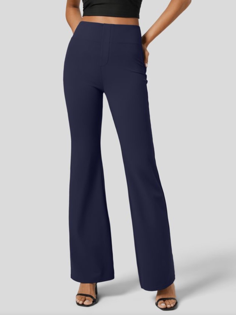 Halara Flex High Waisted Back Side Pocket Slight Flare Work Pants Navy Size XS - Picture 11 of 11